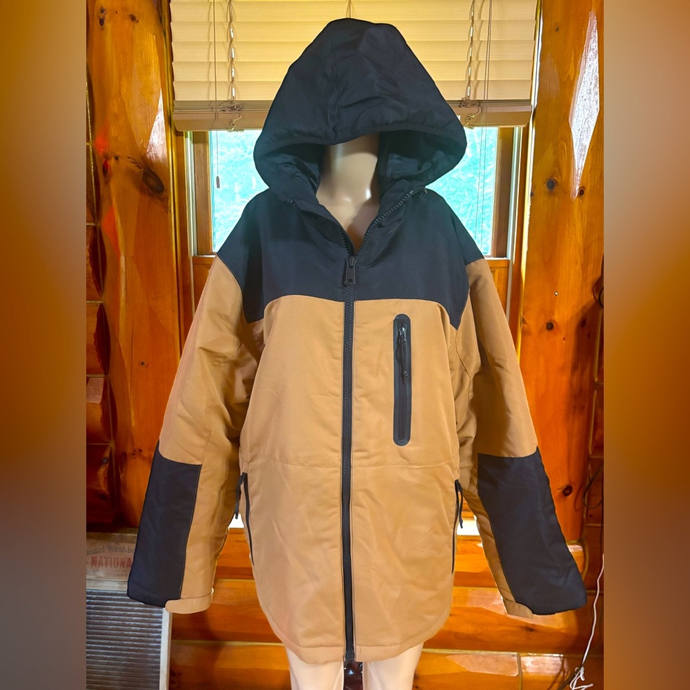 Men’s Tan and‎ Black Hooded Winter Coat